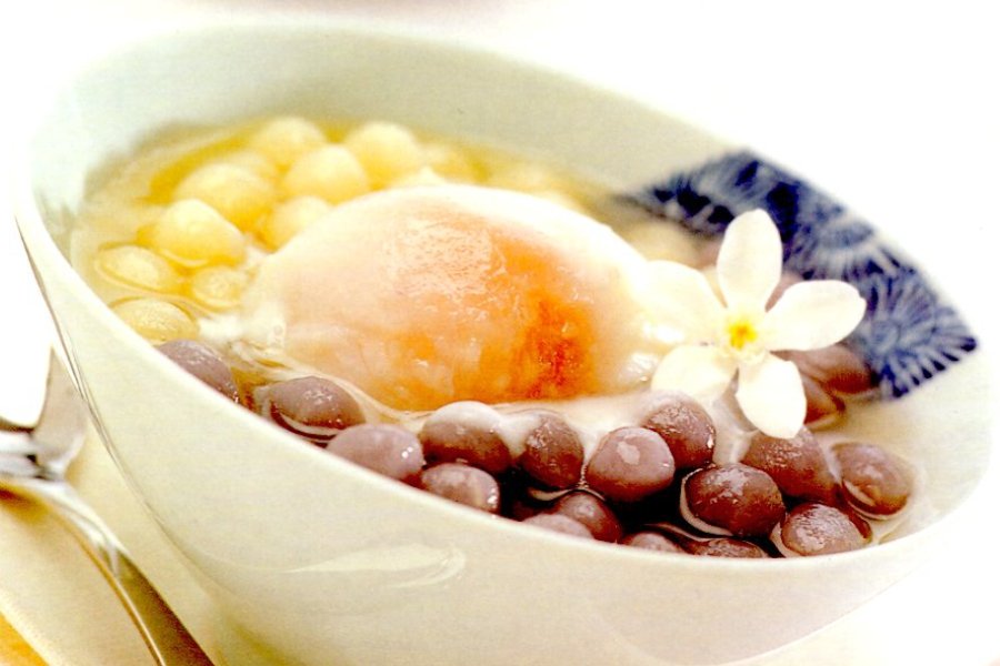 Rice Balls with Poached Eggs in Coconut Milk